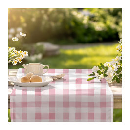 Waterverf Pastel Pink Plaid Korte Tafelloper