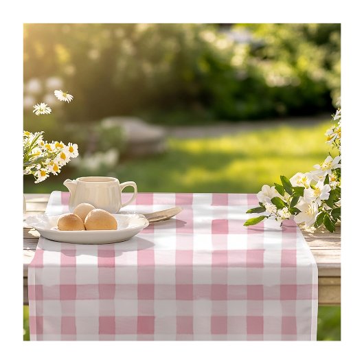 Waterverf Pastel Pink Plaid Korte Tafelloper