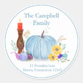 Waterverf Pastel Pompoen, Herfst Ronde Sticker (Voorkant)