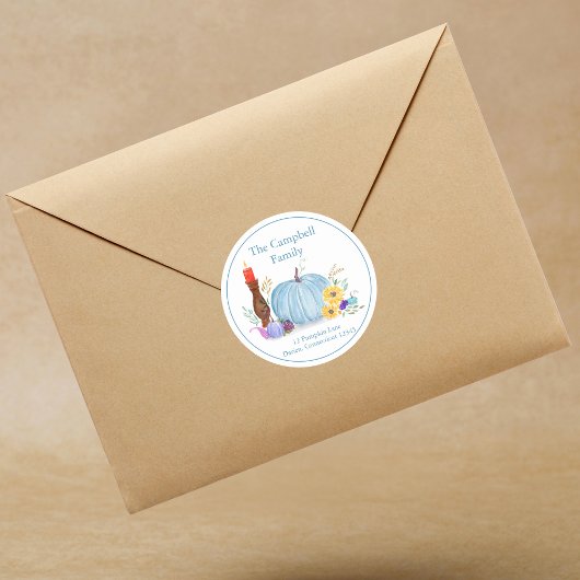 Waterverf Pastel Pompoen, Herfst Ronde Sticker