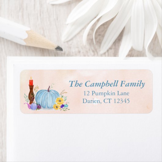 Waterverf Pastel Pompoen, Herfst Terugkeer Adres Etiket (Insitu)