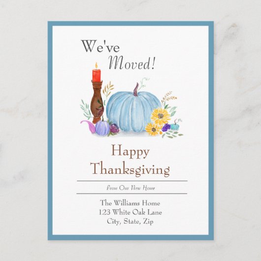 Waterverf Pastel Pompoen Herfst Thanksgiving Home Aankondigingskaart (Voorkant)