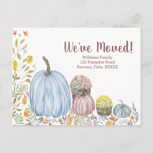 Waterverf Pastel Pumpkins met Mums die we hebben v Aankondigingskaart (Voorkant)