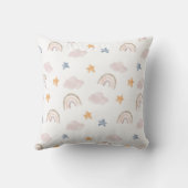 Waterverf Pastel Rainbow Cloud Stars Monogram Kussen (Achterkant)