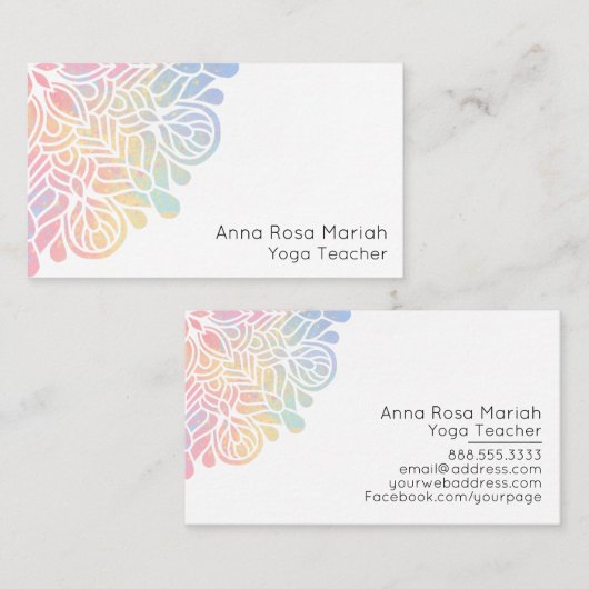 *~* Waterverf Pastel Rainbow Mandala Spiritueel Visitekaartje (Voorkant / Achterkant)