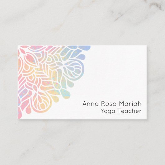 *~* Waterverf Pastel Rainbow Mandala Spiritueel Visitekaartje (Voorkant)