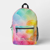 Waterverf Pastel Rainbow Schattige Monogram Bedrukte Rugzak (Voorkant)