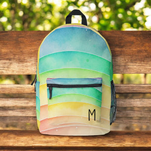 Waterverf Pastel Rainbow Schattige Monogram Bedrukte Rugzak