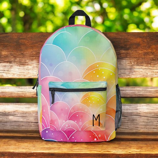 Waterverf Pastel Rainbow Schattige Monogram Bedrukte Rugzak