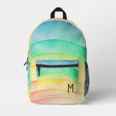 Waterverf Pastel Rainbow Schattige Monogram Bedrukte Rugzak (Voorkant)