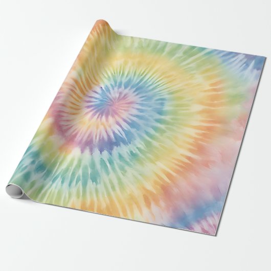 Waterverf Pastel Rainbow Tie Dye Cadeaupapier (Uitgerold)