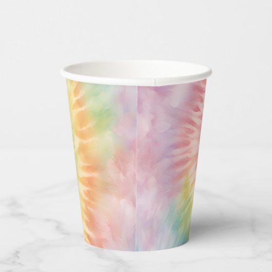 Waterverf Pastel Rainbow Tie Dye Papieren Bekers (Rechts)