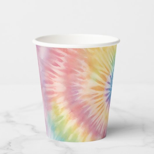 Waterverf Pastel Rainbow Tie Dye Papieren Bekers (Voorkant)