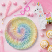 Waterverf Pastel Rainbow Tie Dye Papieren Bordje (Feest)