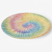 Waterverf Pastel Rainbow Tie Dye Papieren Bordje (Gekanteld)