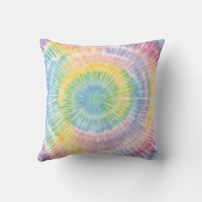 Waterverf Pastel Rainbow Tie Dye Sierkussen (Achterkant)