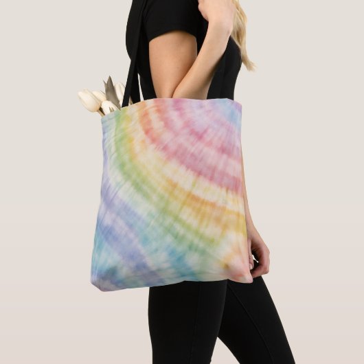Waterverf Pastel Rainbow Tie Dye Sierkussen Tote Bag (Dichtbij)