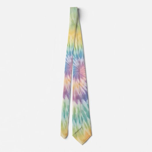 Waterverf Pastel Rainbow Tie Dye Stropdas (Achterkant)