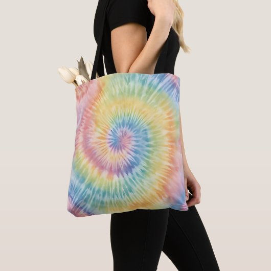 Waterverf Pastel Rainbow Tie Dye Tote Bag (Dichtbij)