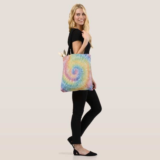 Waterverf Pastel Rainbow Tie Dye Tote Bag (Op model)