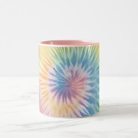 Waterverf Pastel Rainbow Tie Dye Tweekleurige Koffiemok (Center)