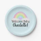 Waterverf Pastel Rainbow WelkomstBaby shower Papieren Bordje (Voorkant)