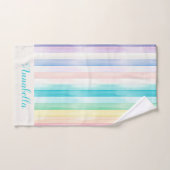 Waterverf pastel regenboog strepen gepersonaliseer bad handdoek (Handdoek)