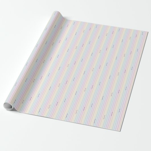 Waterverf Pastel Regenboog Stripe Cadeaupapier (Uitgerold)