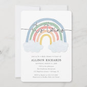 Waterverf pastel regenboog tweeling baby shower kaart (Voorkant)