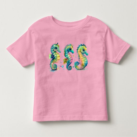 Waterverf Pastel Regenboogpaarden Kinder Shirts (Voorkant)