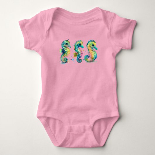 Waterverf Pastel Regenboogpaarden Romper (Voorkant)