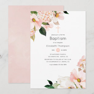 Waterverf Pastel Roze Bloemendoop Kaart