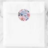 Waterverf pastel roze en blauw bloeit ronde sticker (Tas)