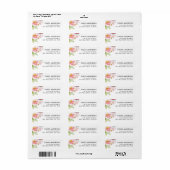 Waterverf pastel roze en paarse bloemen etiket (Full Sheet)