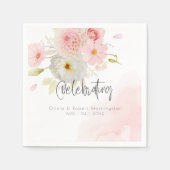 Waterverf Pastel Roze Gemengde Bloemen Servet (Voorkant)