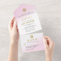 Waterverf Pastel Roze Goud Bat Mitzvah