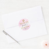 Waterverf Pastel Roze Gouden Bat Mitswa Dank je Ronde Sticker (Envelop)