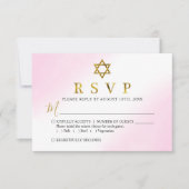 Waterverf Pastel Roze Gouden Bat Mitzvah RSVP Kaar (Voorkant)