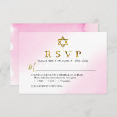 Waterverf Pastel Roze Gouden Bat Mitzvah RSVP Kaar (Voorkant / Achterkant)
