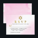 Waterverf Pastel Roze Gouden Bat Mitzvah RSVP Kaar Kaartje<br><div class="desc">Waterverf Pastel Roze Gouden Bat Mitzvah RSVP Kaart</div>