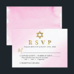 Waterverf Pastel Roze Gouden Bat Mitzvah RSVP Kaar Kaartje<br><div class="desc">Waterverf Pastel Roze Gouden Bat Mitzvah RSVP Kaart</div>