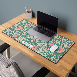 Waterverf Pastel Roze & Groen Bloemenpatroon Bureaumat