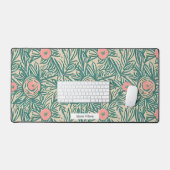Waterverf Pastel Roze & Groen Bloemenpatroon Bureaumat (Keyboard & Muis)