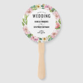 Waterverf pastel-roze pinda's floral bouquet handwaaier (Achterkant)