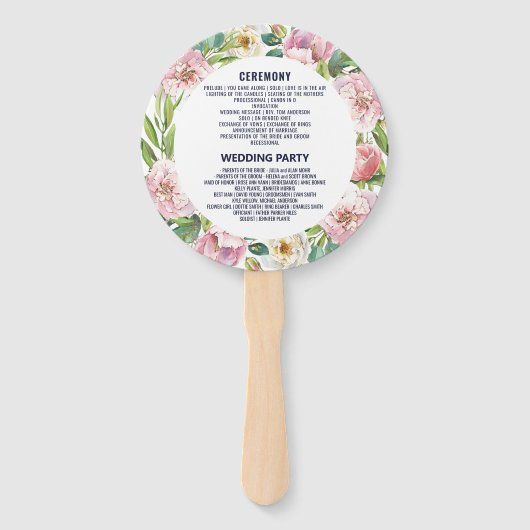 Waterverf pastel-roze pinda's floral bouquet handwaaier (Voorkant)