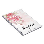 Waterverf Pastel Roze pioenen gepersonaliseerd Notitieboek (Rechterzijde)