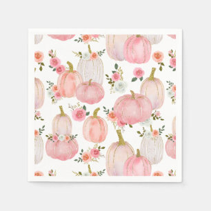 Waterverf Pastel Roze pompoen Rozen Baby shower Servet