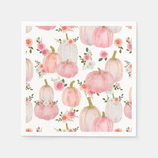 Waterverf Pastel Roze pompoen Rozen Baby shower Servet