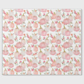 Waterverf Pastel Roze pompoen Rozen Patroon Cadeaupapier (Vlak)