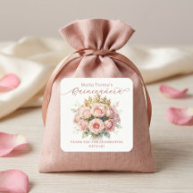 Waterverf Pastel Roze Roze Gouden Tiara Quinceañer